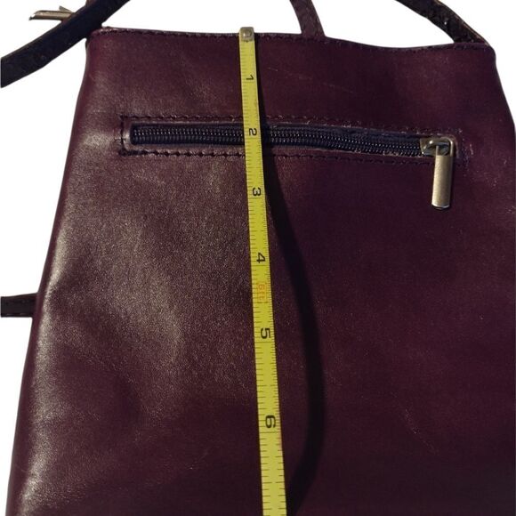 VERA Pelle Italian Leather Handbag Crossbody Burgundy Adjustable Strap - Picture 2 of 11
